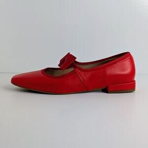 Intentionally Blank Shoes London Mary Jane EU 39 Red Leather Bow Flats Slip On